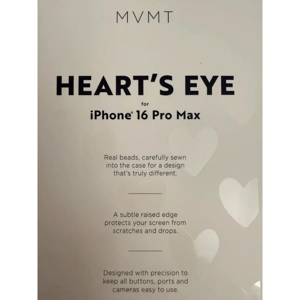 NIB MVMT Hearts Eye Beaded iPhone 16 Pro Max Case Limited Edition Navy Red